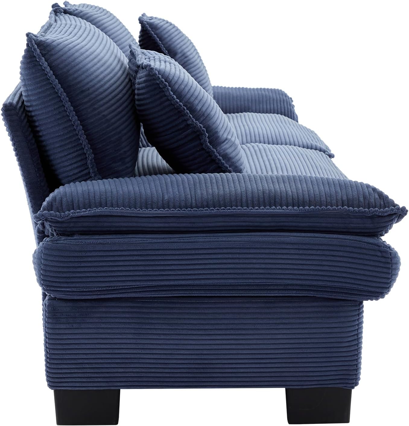 Alt View 4. Trinkets Crazed - 84" Cloud Corduroy Loveseat Sofa, Modern Comfy Upholstered 2 Seater Sofa Deep Seat Sofa with 2 Throw Pillows - blue.
