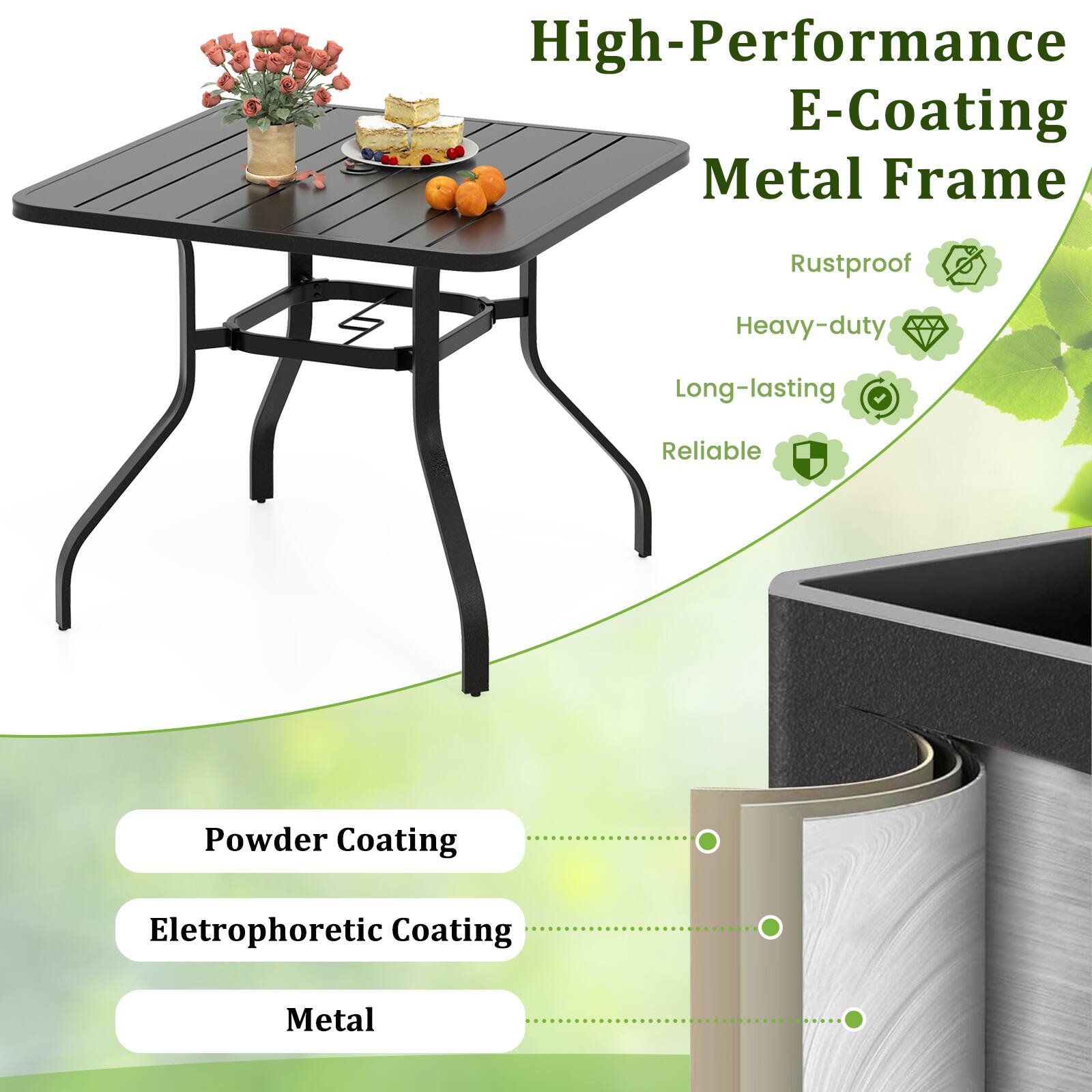 High-Performance E-Coating Metal Frame  
Rustproof  
Heavy-duty  
Long-lasting  
Reliable  

Powder Coating  
Electrophoretic Coating  
Metal