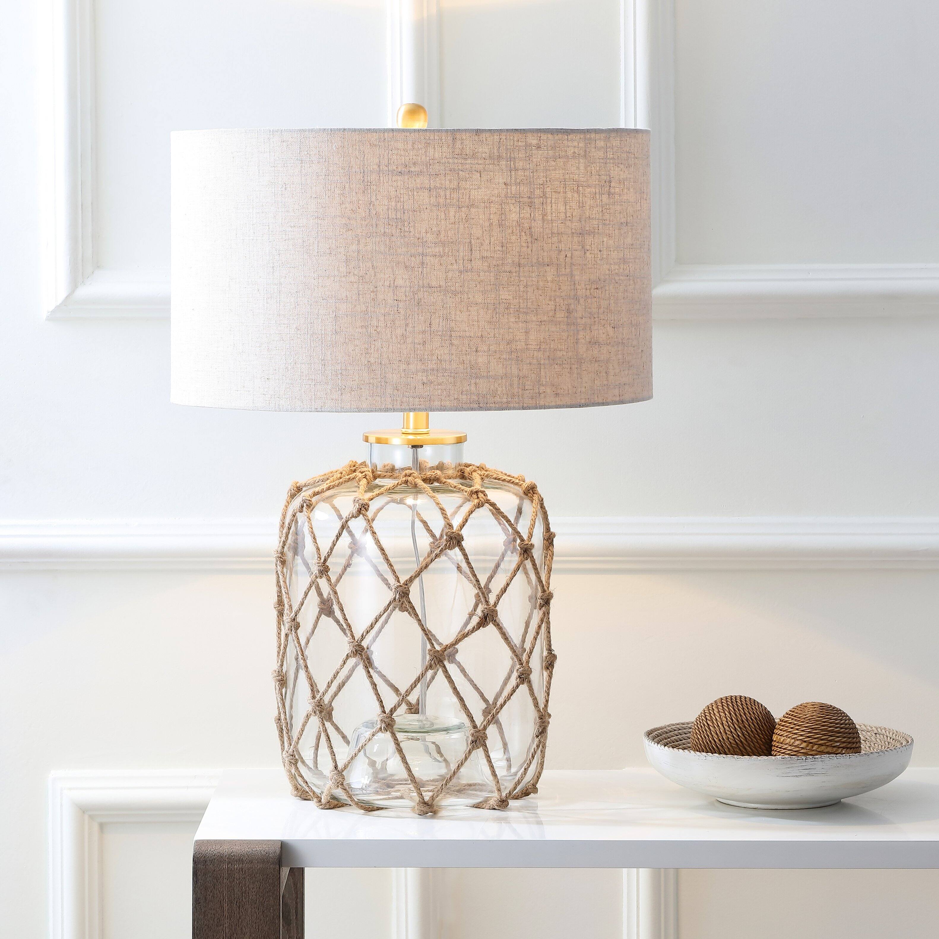 Alt View 1. Jonathan Y - Mer 26.5" Glass and Rope LED Table Lamp, Brown/Clear - Brown/Clear.