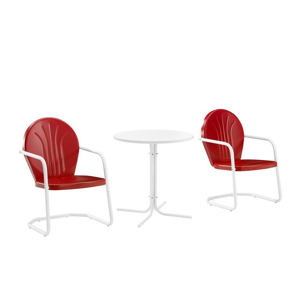Alt View 6. Crosley Furniture - Griffith 3Pc Retro Outdoor Bistro Set - Bistro Table & 2 Chairs - Bright Red Gloss.