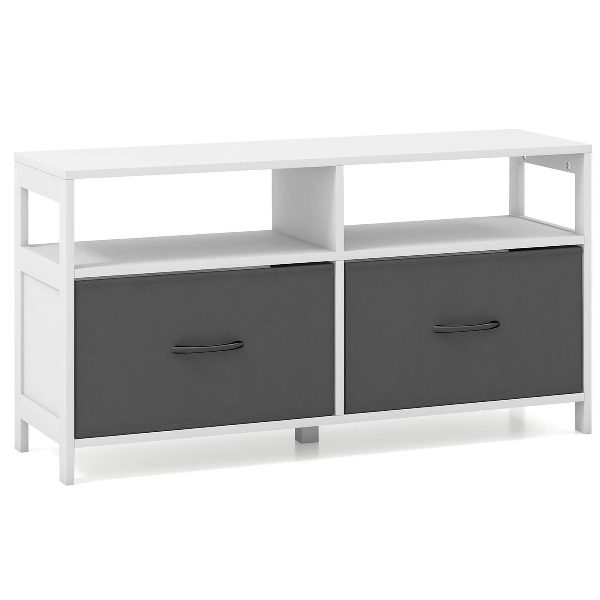 Alt View 9. Gymax - Gymax Fabric Dresser for Bedroom Chest of Drawers w/ 2 Drawers & 2 Open Shelves - Gray, White.