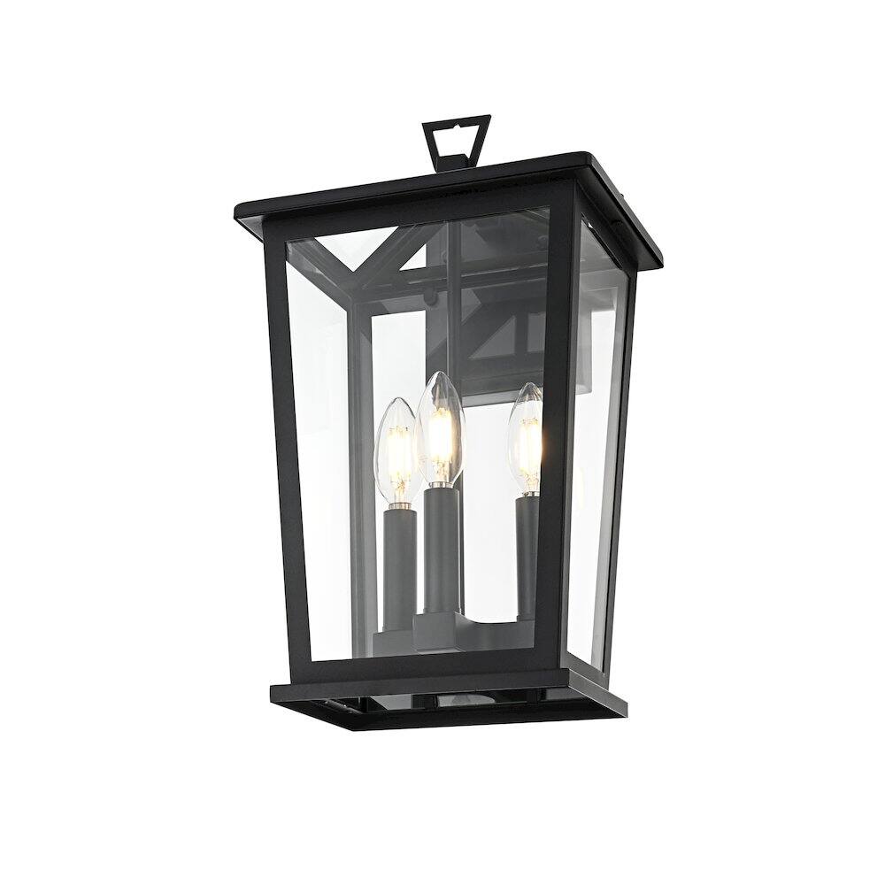 Left. Elegant Lighting - Berks 7 inch Outdoor Pendant in Black - Black.