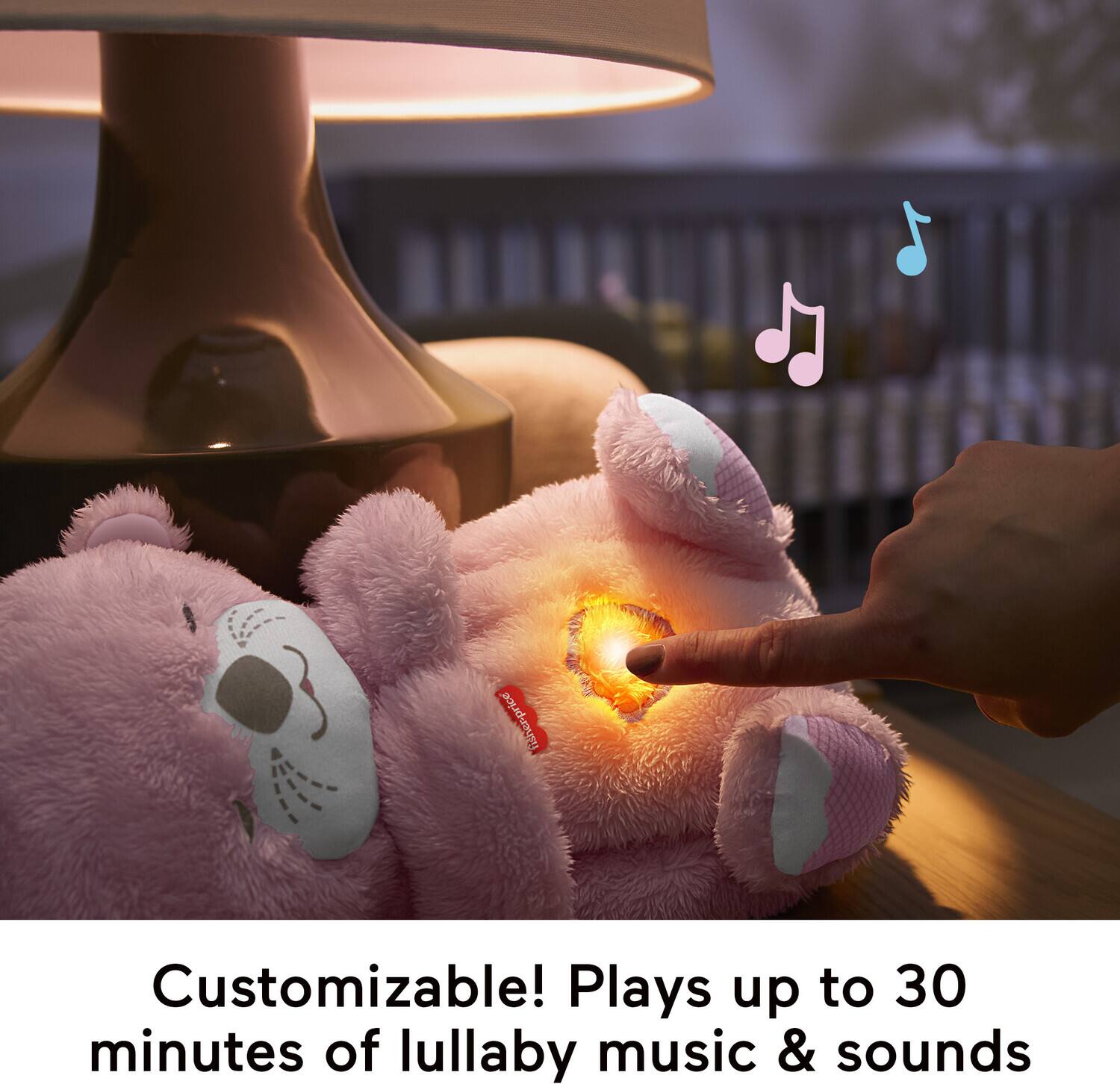 Customizable! Plays up to 30 minutes of lullaby music & sounds