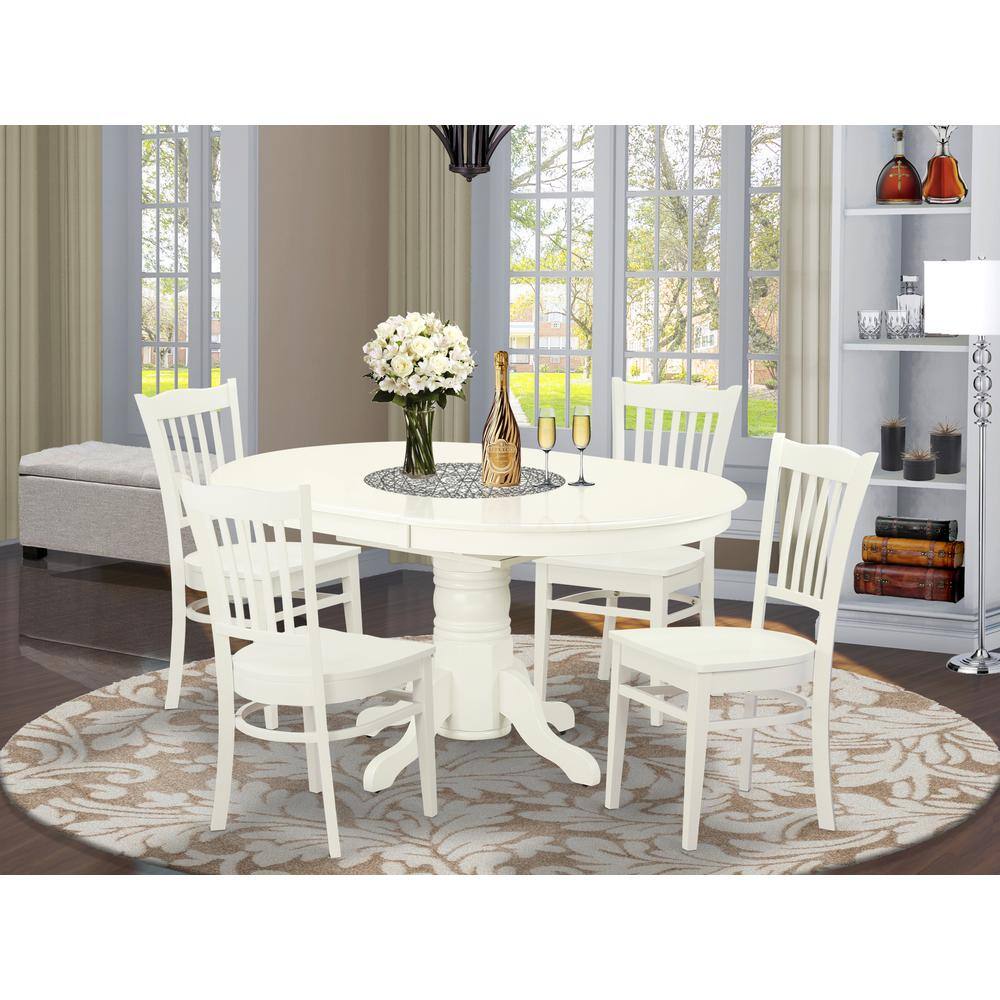Left. East West Furniture - Dining Room Set Linen White - Brown.