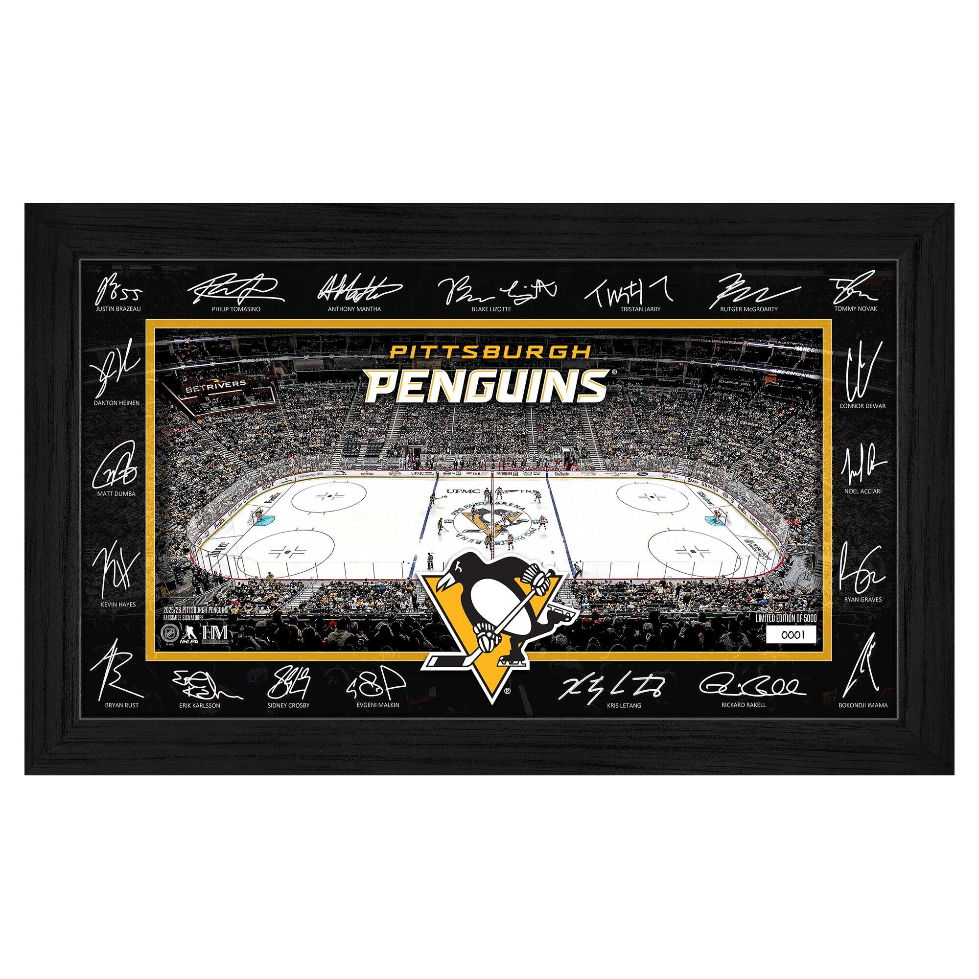 Pittsburgh Penguins Limited Edition 2025 Facsimile Signature Rink Framed Photograph