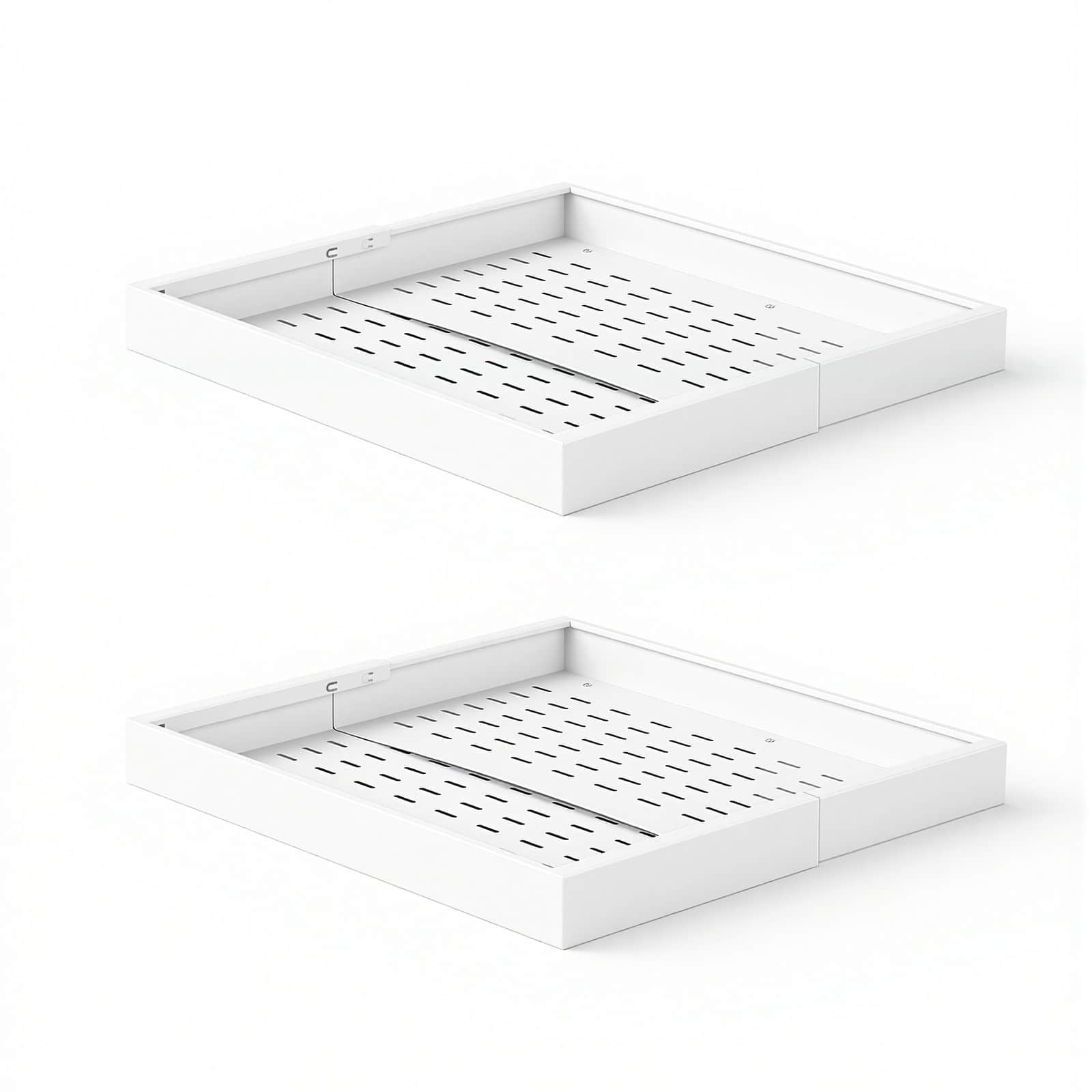 VEVOR - Pull Out Cabinet Organizer, 2 Pack Expandable Width (12.2"-18.9"), 20.47" Deep Pull Out Drawers for Cabinets - White