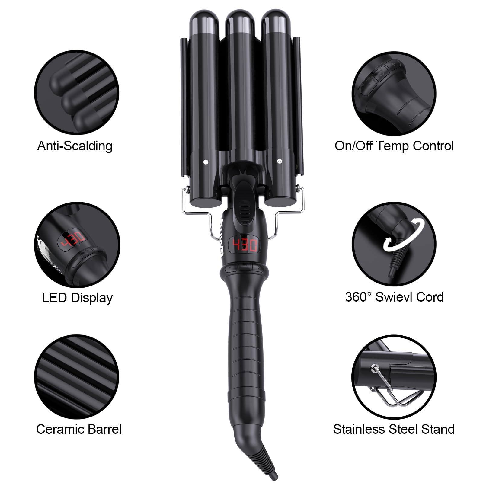 Anti-Scalding  
On/Off Temp Control  
LED Display  
360° Swivel Cord  
Ceramic Barrel  
Stainless Steel Stand