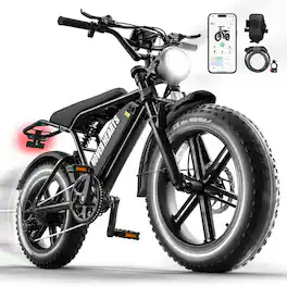 Hover Heart - 20" Fat Tire Electric Bike, 500W Rated/750W Peak, 48V 15Ah, Full Suspension, Hydraulic Brakes, 500 LBS - 61 - Shining Black