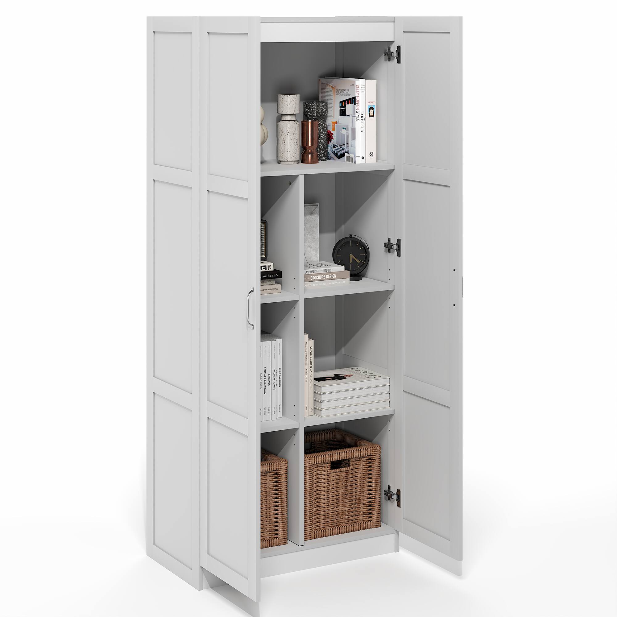 Alt View 10. Furinno - Robin Multipurpose Storage Cabinet, Pantry Cabinet, Kitchen Cabinet with 2 Doors, 30W - White.