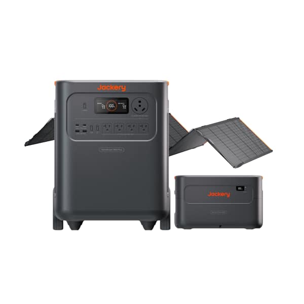 Jackery - HP3600AC Plus Solar Generator 3576Wh Power Station, Battery Pack & 500W Solar Panel for Home (3576 Wh Capacity) - Black
