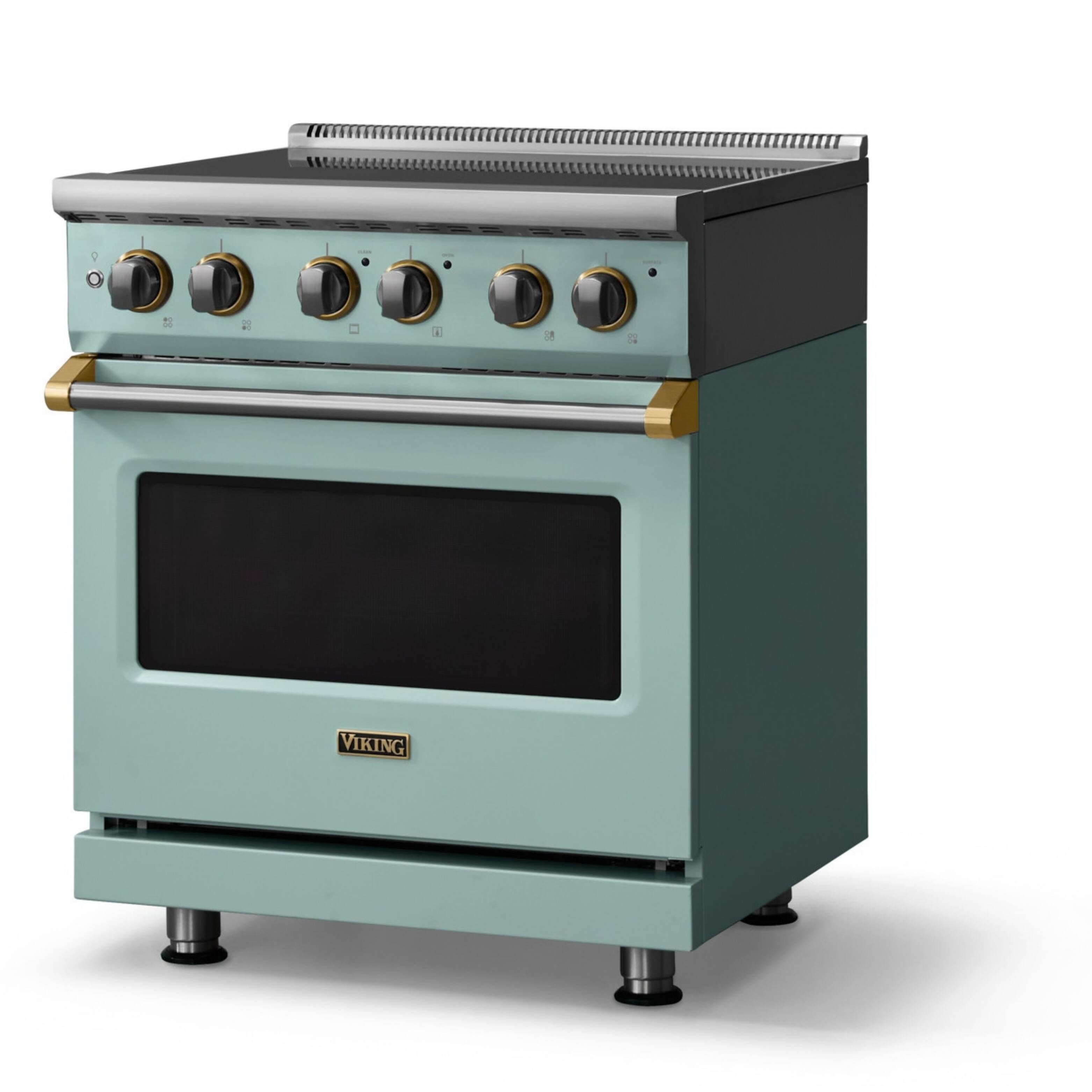 Angle. Viking - 30"W. Pro5S 4.7 Cu. Ft. Freestanding 4 Element  Electric Convection Range - Splash/Brushed Brass - Splash.