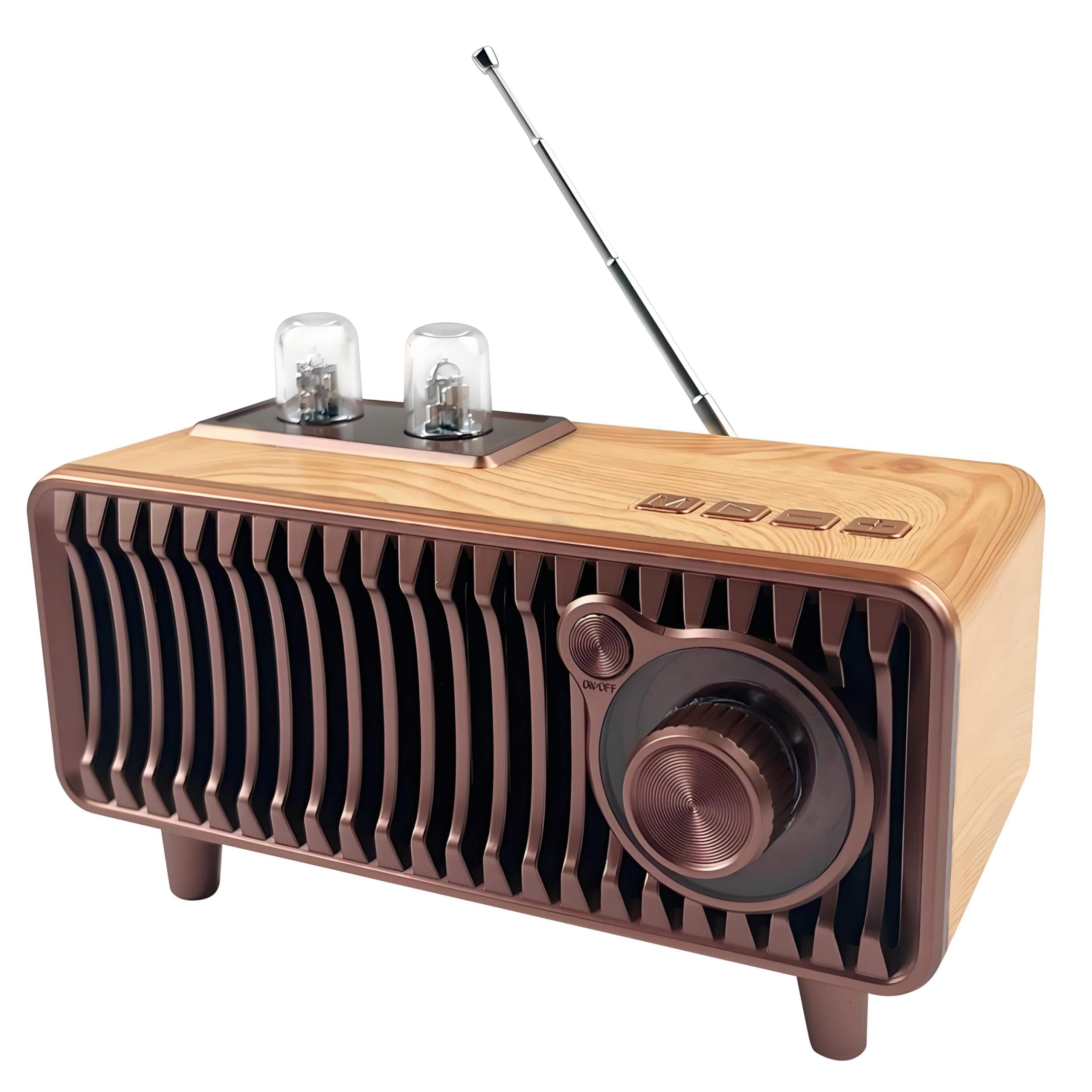 Dazzed Corner - Retro Bluetooth Speaker, Portable Wireless Speakers for Home - Rosewood Gold