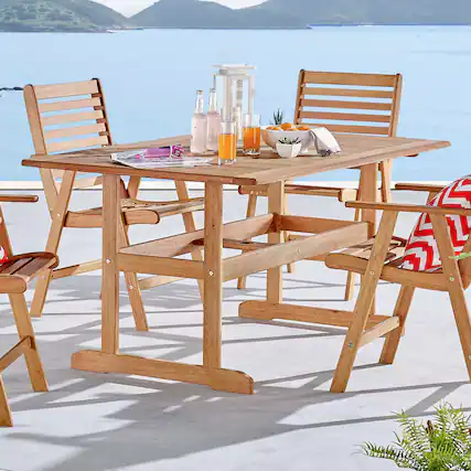 Front. Modway - Hatteras 59" Rectangle Outdoor Patio Eucalyptus Wood Dining Table by Modway - Natural.