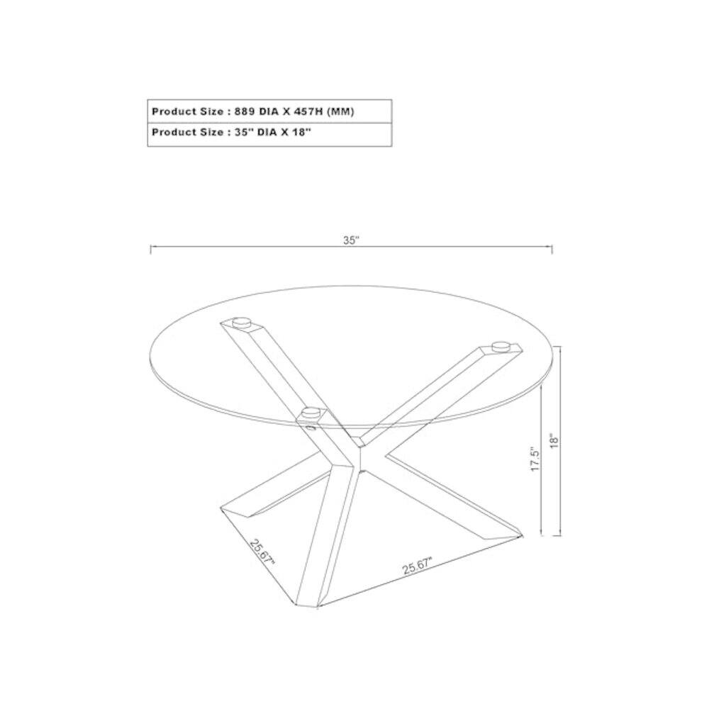 Product Size - 889 DIA x 457H (MM)  
Product Size: 35" DIA x 18"