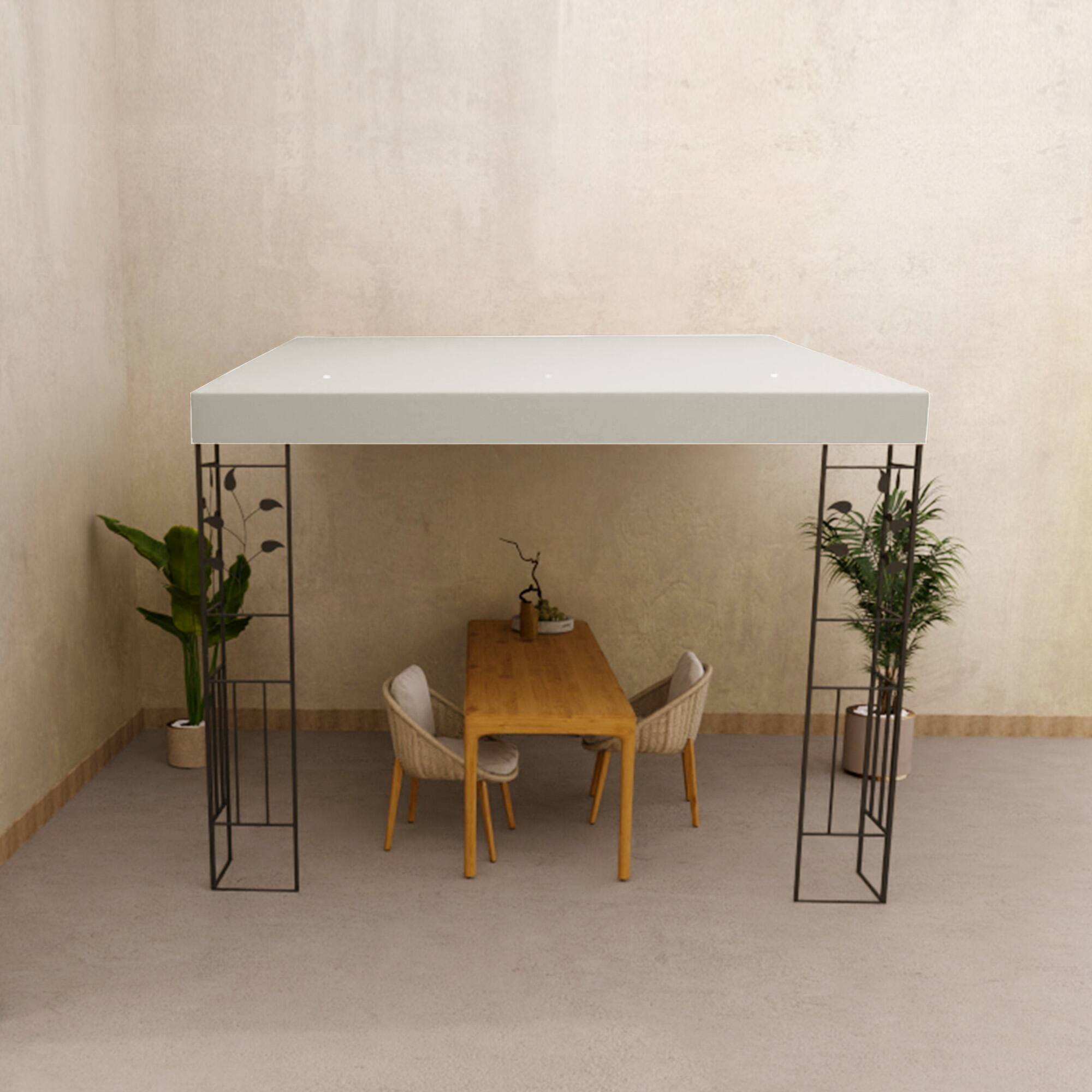 Alt View 4. Outsunny - 10' x 11' Outdoor Pergola Canopy, Metal Patio Canopy with Weather-Resistant Fabric and Drainage Holes - Cream White.