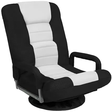 Front. Best Choice Products - Best Choice Products 360-Degree Swivel Gaming Floor Chair w/ Armrest Handles, Foldable Adjustable Backrest - Black/White - Black/White.