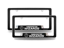 Rico Industries - Washington Wizards (Set of 2) Chrome Metal License Plate Frames with Carbon Fiber Design - Multi