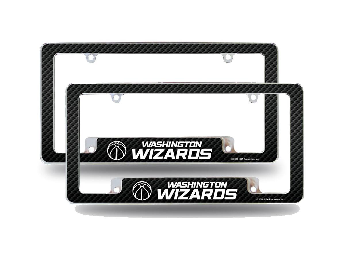 Washington Wizards (Set of 2) Chrome Metal License Plate Frames with Carbon Fiber Design