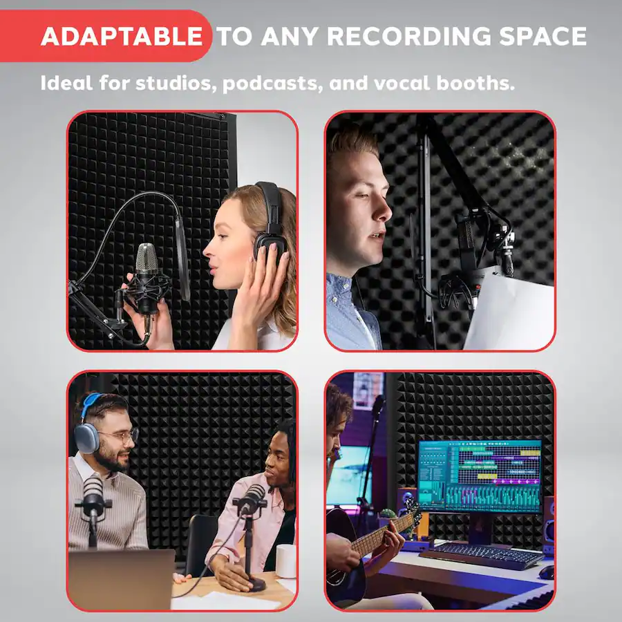 Panel Microphone Pyle Microphone Isolation Panel with Height Adjustable Tripod Stand ...