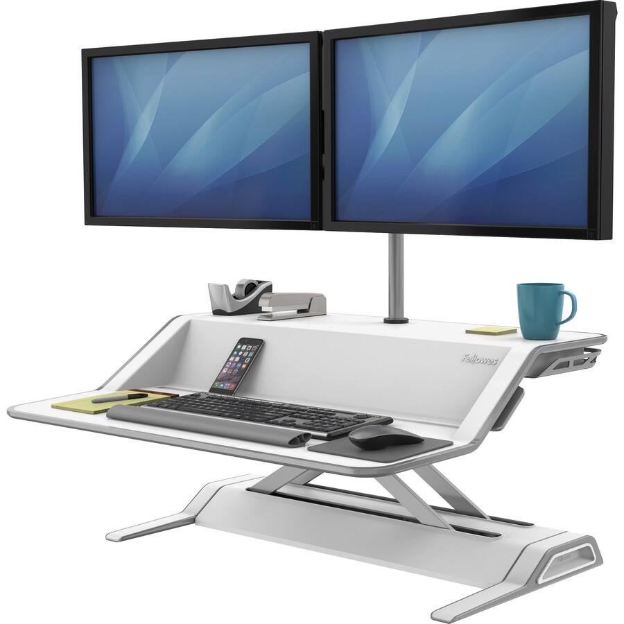 Alt View 5. Fellowes - Fellowes Lotus™ Dual Monitor Arm Kit - 2 Display(s) Supported - 27" Screen Support - 26 lb Load Capacity - 1 Each - Silver.