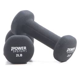Power Systems - 2 lbs Premium Neoprene Dumbbells Set, Pair of Hand Weights with Non-Slip Grip - Black
