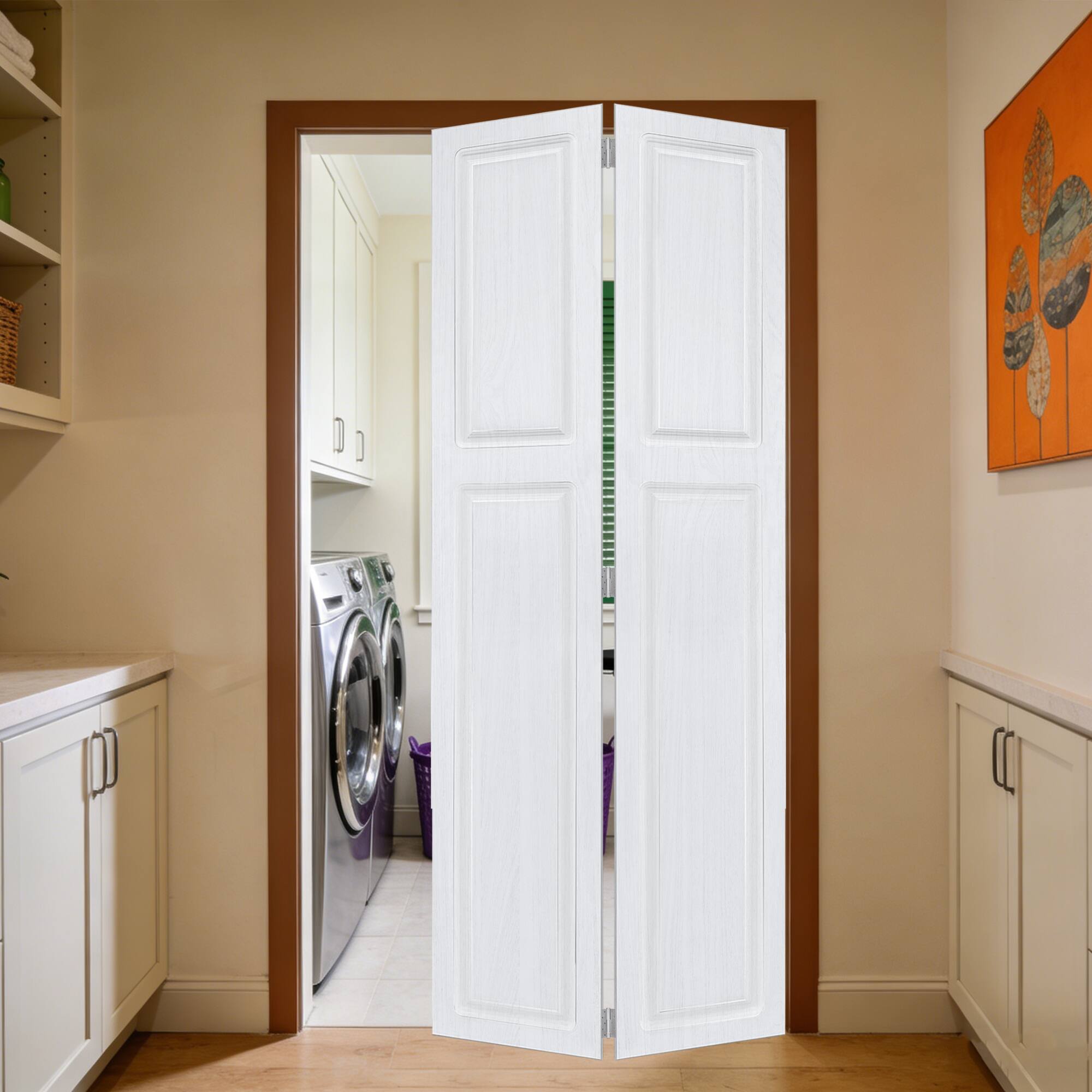 Alt View 3. Boyel Living - Milk White Interior Barn Door 80-in L x 0.75-in W x 36-in H with Matching Installation Hardware - Milk White.