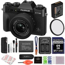 Fujifilm - X-T30 III Mirrorless Camera with 13-33mm f/3.5-6.3 Lens (Black) Bundle with Extra NP-W126S Battery, Accessories