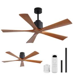 Sofucor - 52'' Modern Downrod & Flush Mount Ceiling Fan No Light W/Remote Quiet DC Motor for Bedroom Living Room Farmhouse Outdoor - Black