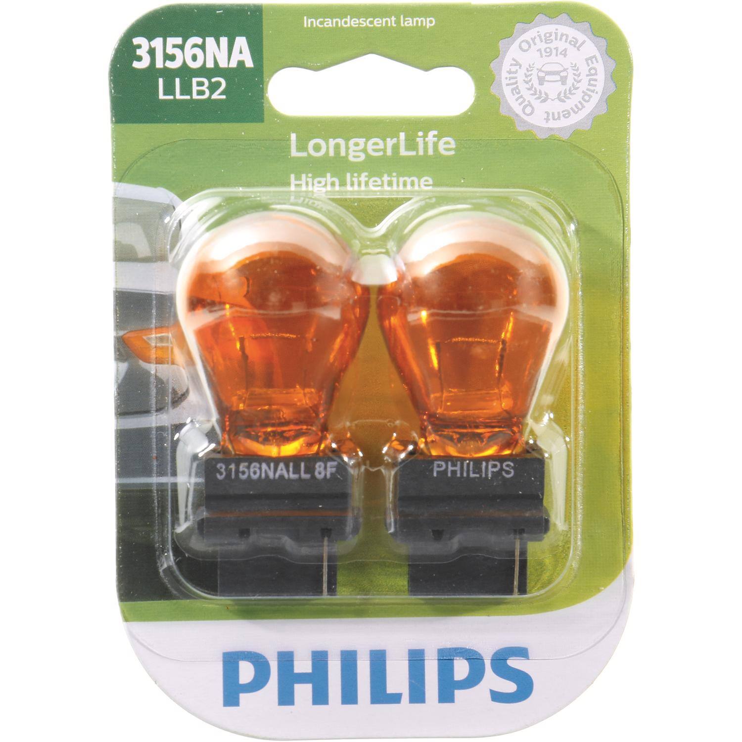 Incandescent lamp  
3156NA  
LLB2  
Longer Life  
High lifetime  
3156NALL 8F  
PHILIPS  
PHILIPS  

Original  
1914  
Quality Equipment  
LLB2