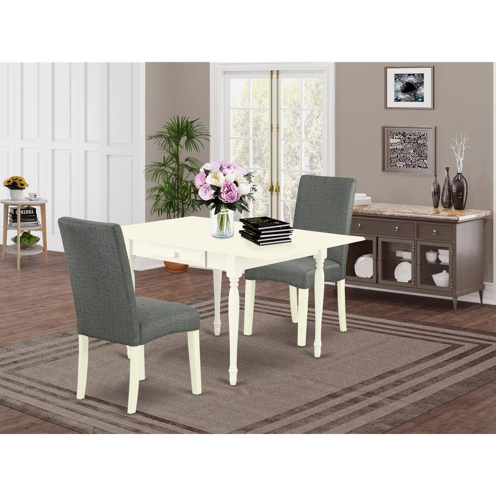 Angle. East West Furniture - Dining Room Set Linen White - Brown.