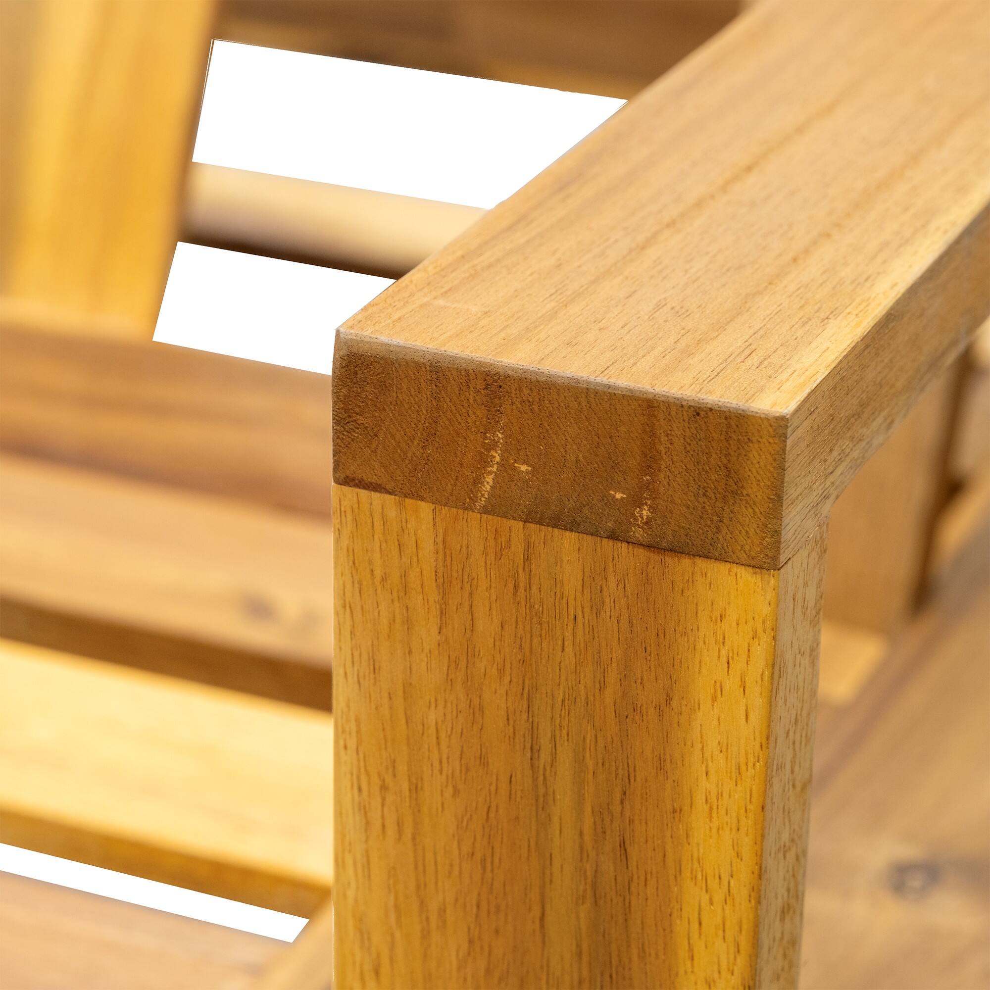 Alt View 5. Mondawe - Acacia Wood Adjustable Backrest Outdoor Lounge Chair - Natural+Beige.