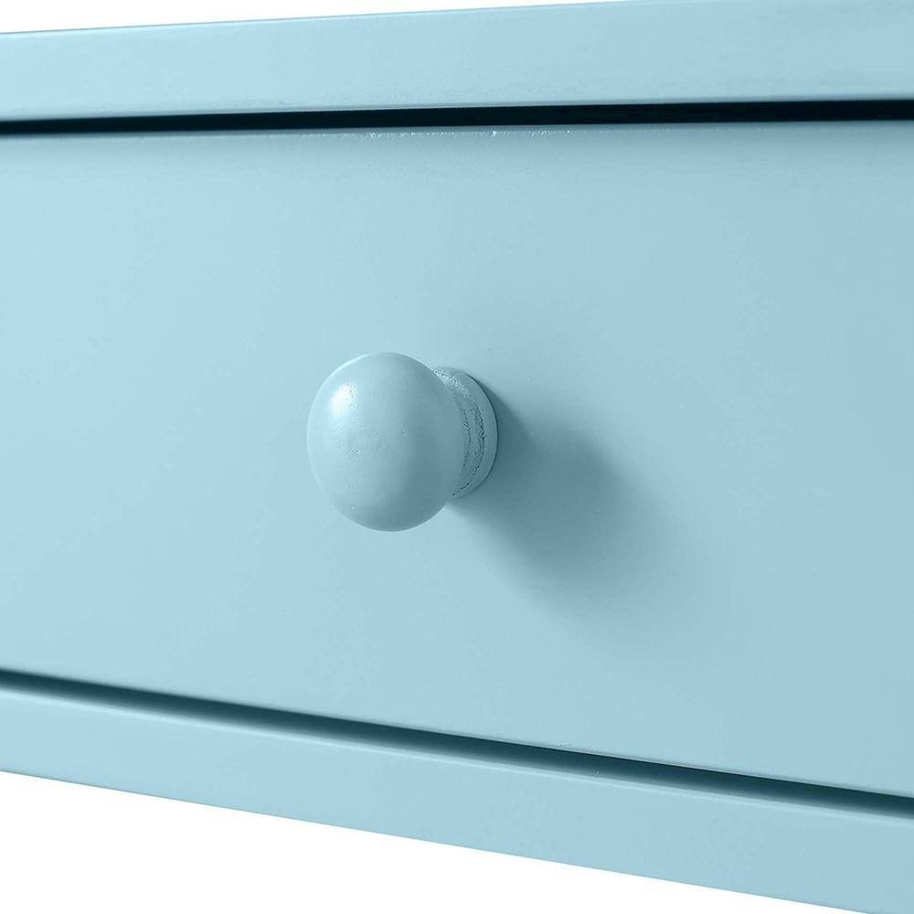 Alt View 3. FurniFact - Console Cabinet with 1 Drawer and Shelves, 3 Tiers of Storage in Blue Color - Sea Foam Blue.