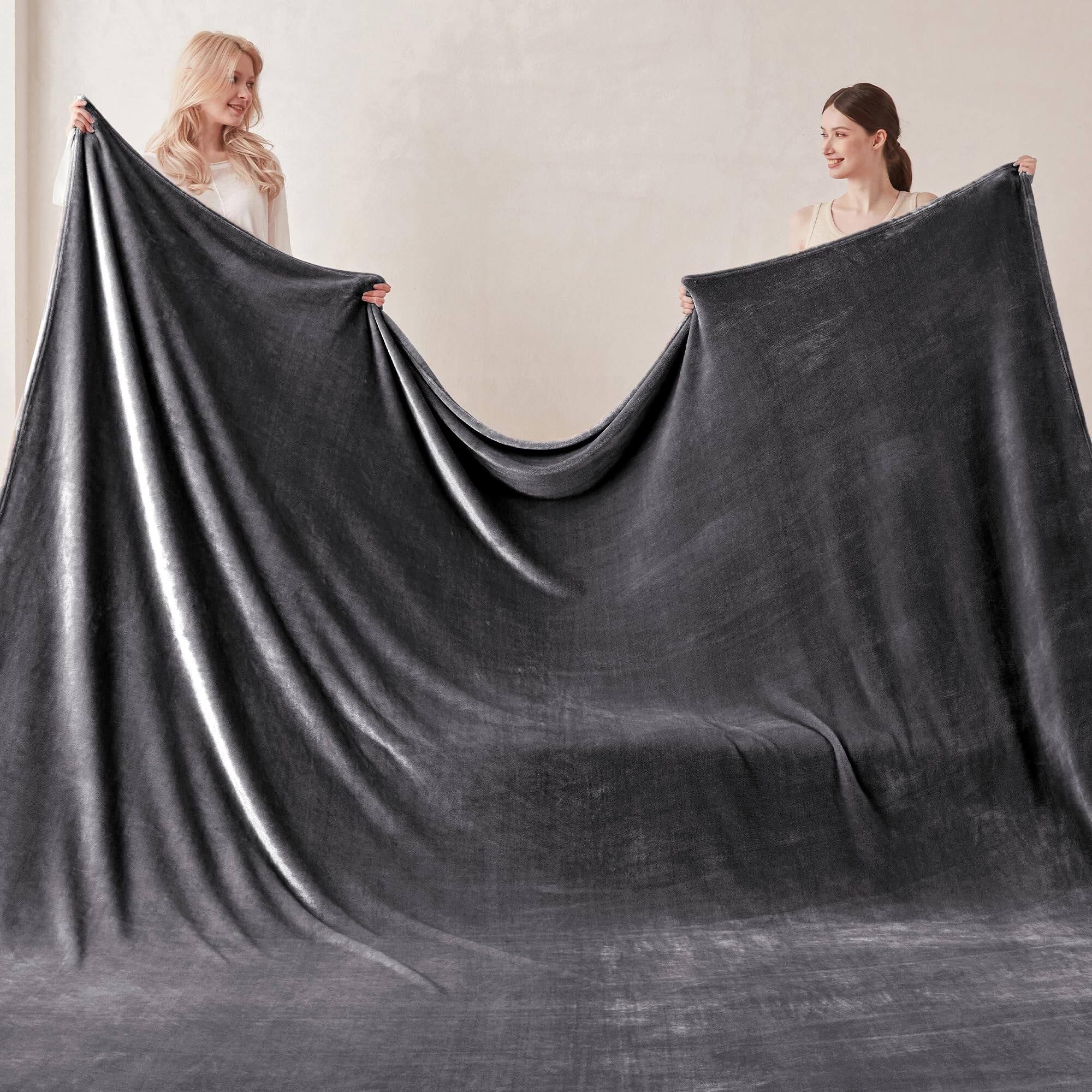 Alt View 3. NICHOLAS KLEIN - Oversized King Fleece Blanket 120x120 Inches Soft Cozy Warm Giant 10'x10' For Bed Sofa Couch Travel Camping... - Black 120"x120".