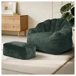 Anysun - Bean Bag Chair with Armrests - High-Density Foam, Lazy Sofa for Living Room & Bedroom Reading - Green
