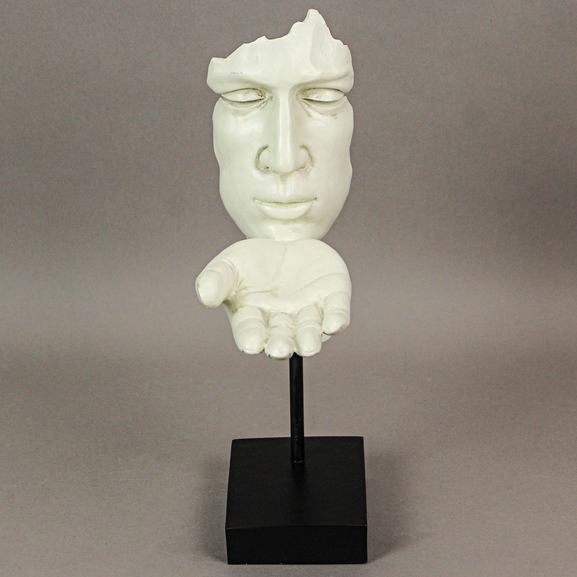 Alt View 6. Zeckos - Vitruvian Collection Face with Hand "Blowing A Kiss" Sculpture Statue, 10.75 Inches Tall - White.