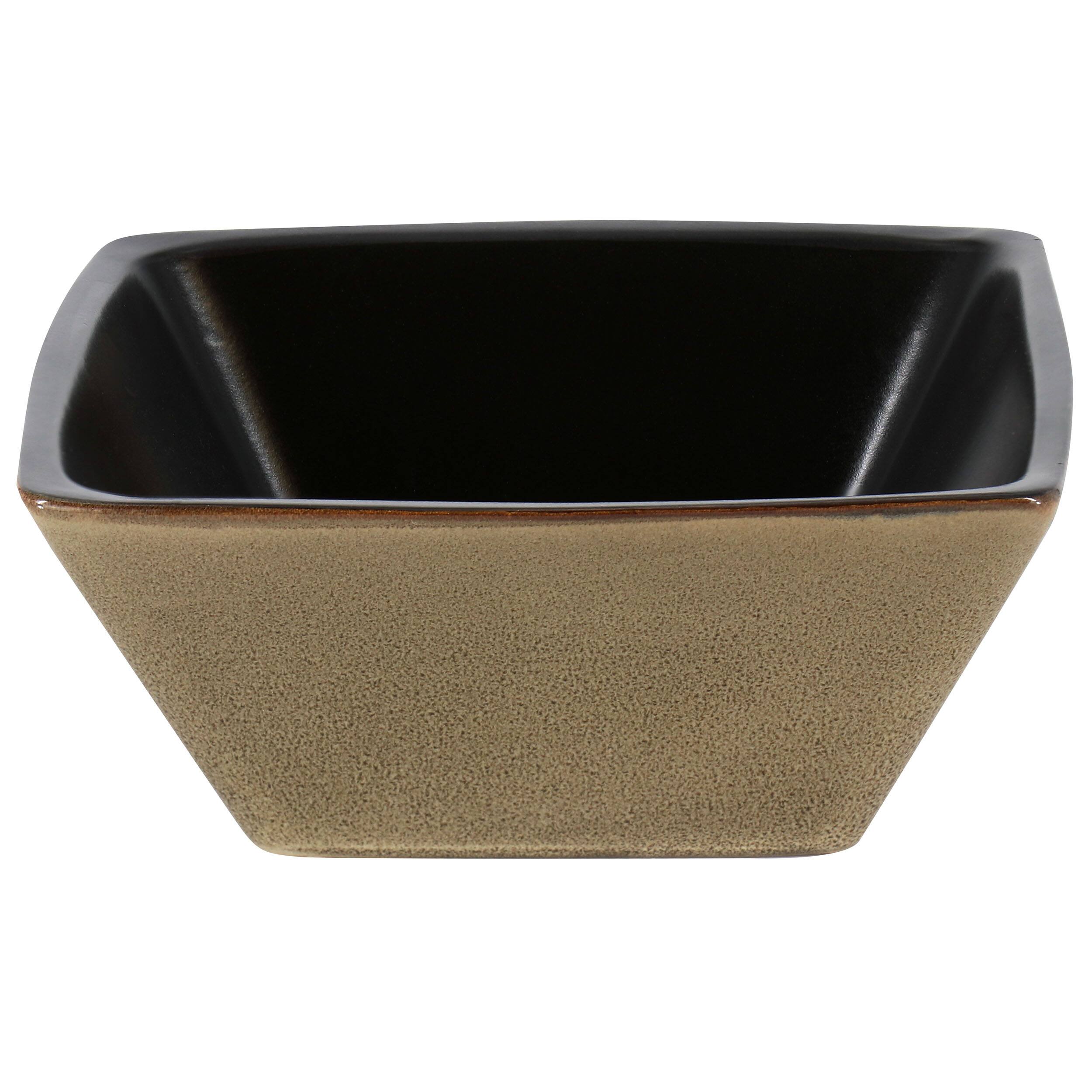 Alt View 4. Gibson - Gibson Elite Kiesling 16 Piece Hard Square Stoneware Dinnerware Set in Taupe and Black - Brown.