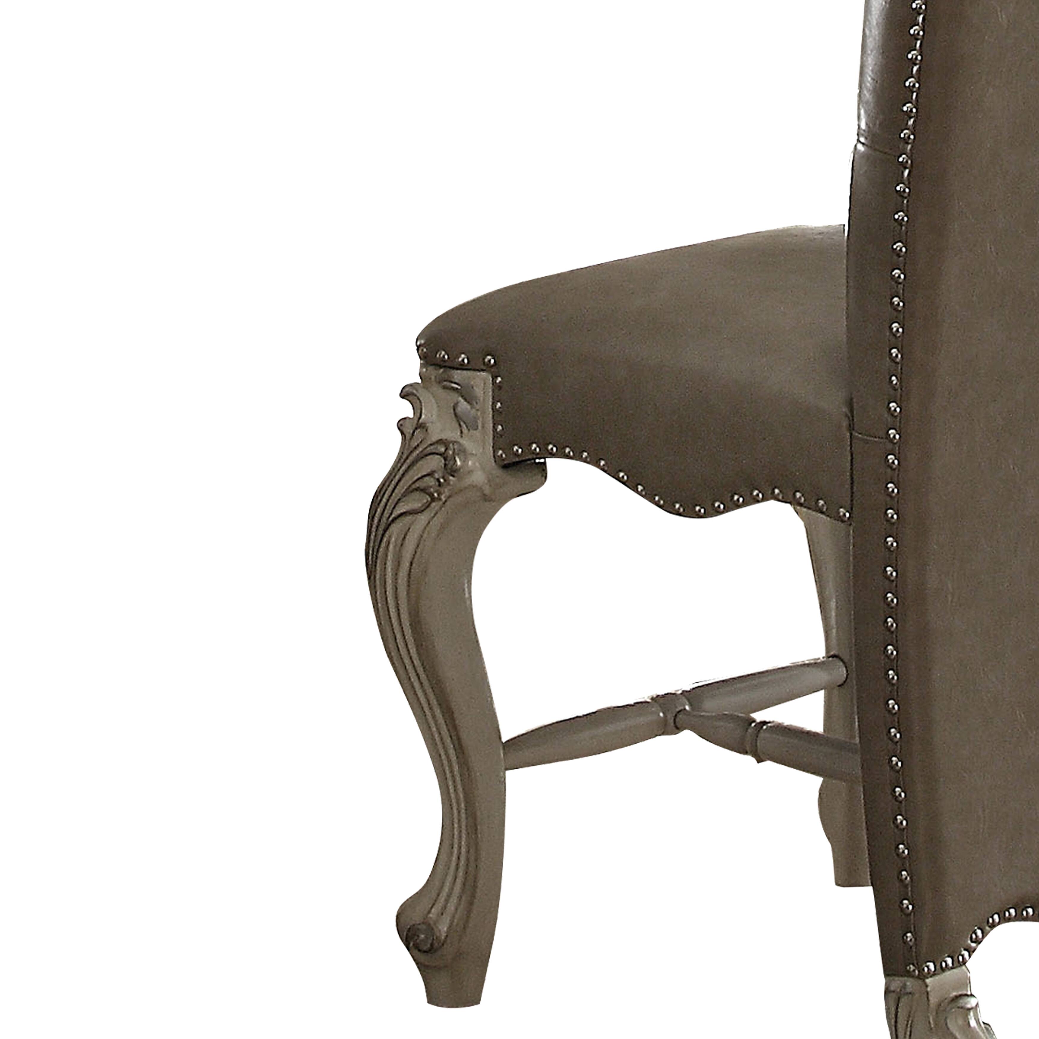 Alt View 3. Manhattan Lane - Faux Leather Upholstered Wooden Counter Height Chair with Nail head Trim, Set of Two - Gray and White.