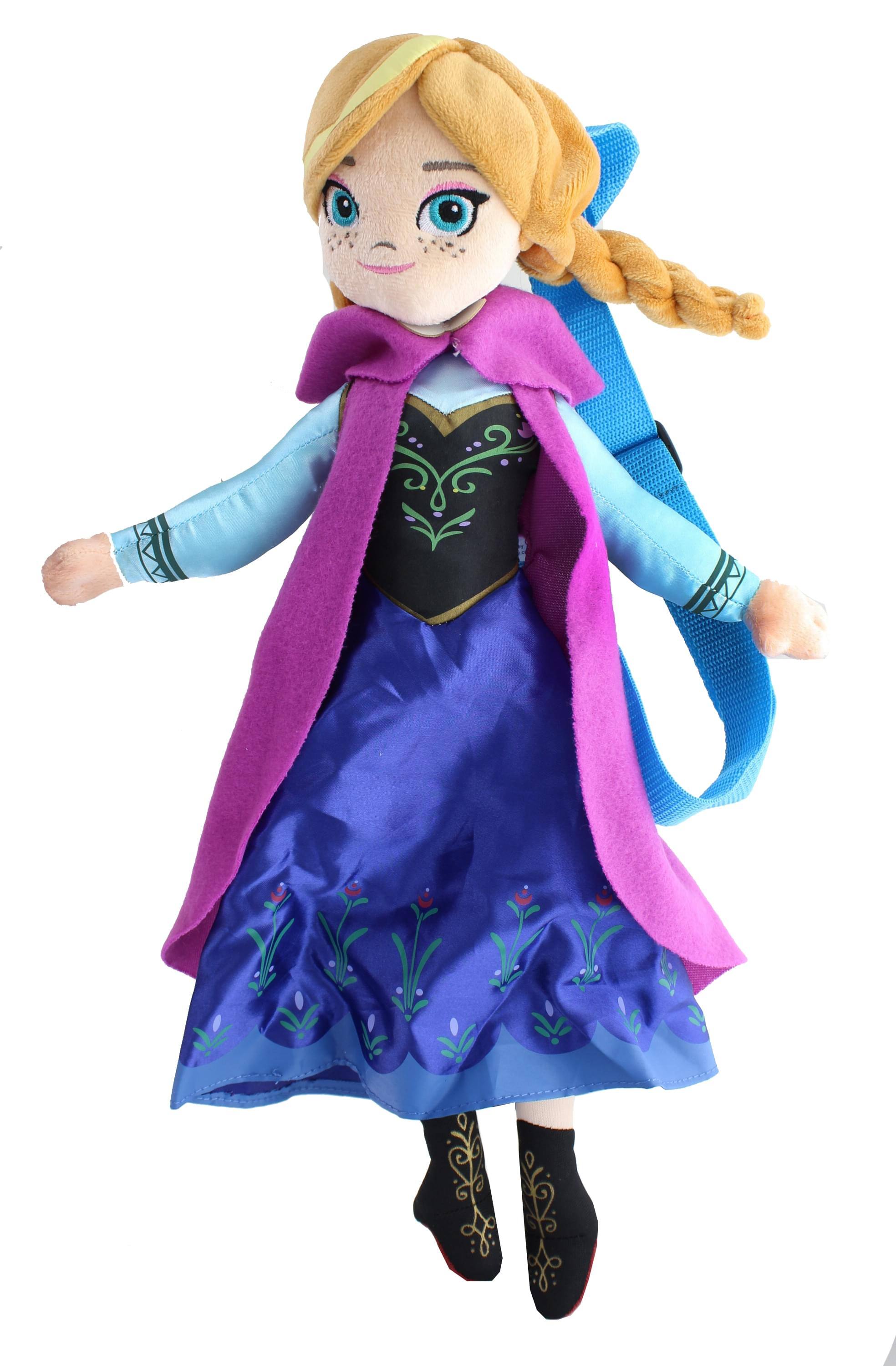 Front. Fast Forward - Frozen 14" Plush Backpack- Anna - Purple.