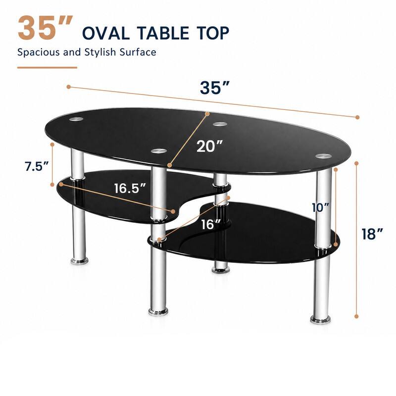 35" OVAL TABLE TOP  
Spacious and Stylish Surface

35"  
7.5"  
20"  
16.5"  
16"  
10"  
18"