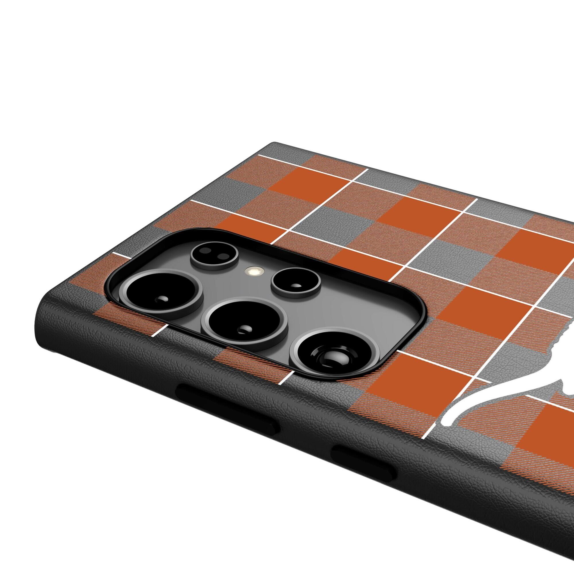 Alt View 3. Keyscaper - Texas Longhorns Plaid Galaxy Magnetic Bump Case - S24 - Black.