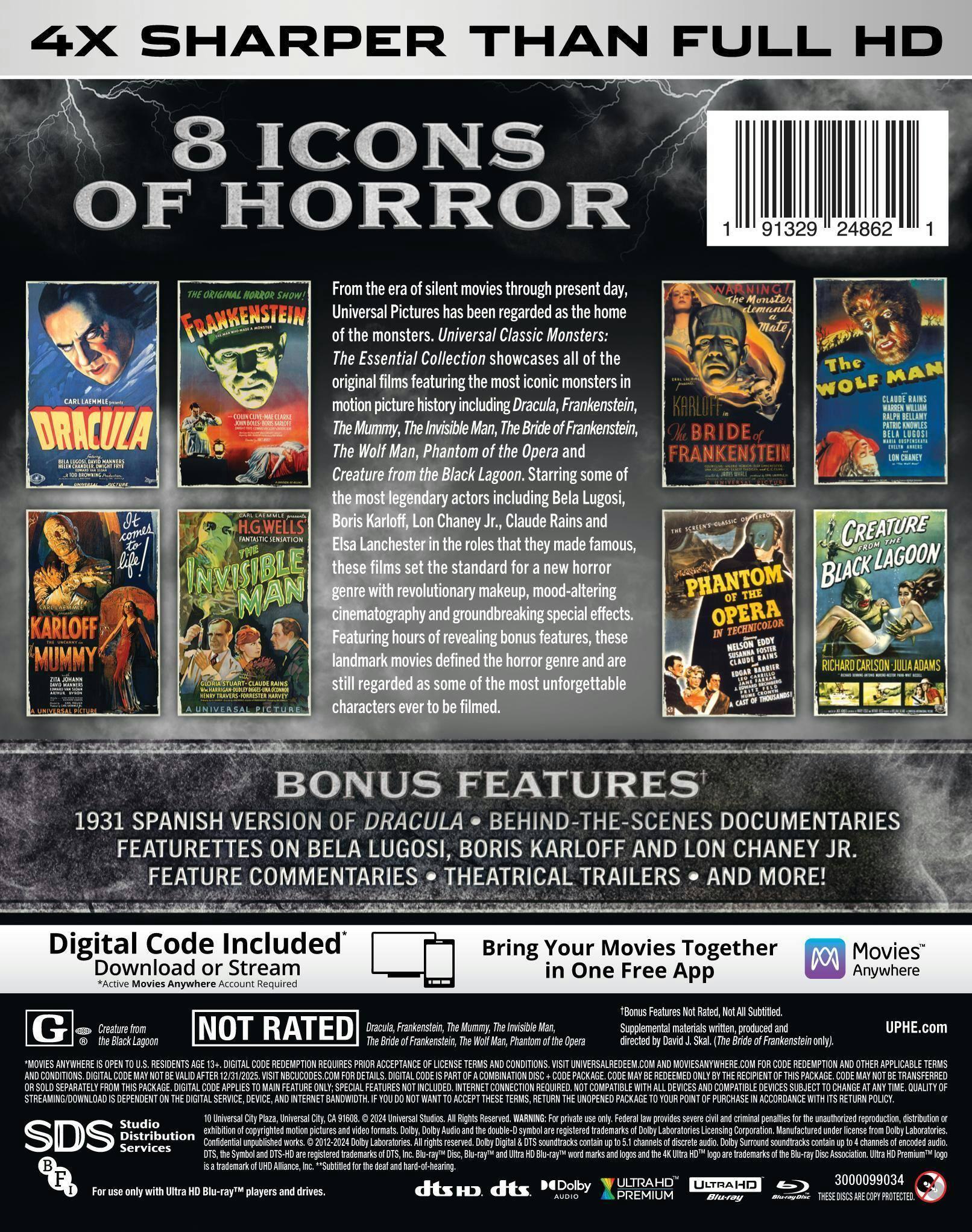 Back. Universal Classic Monsters: The Essential Collection   - 4K Blu-Ray.