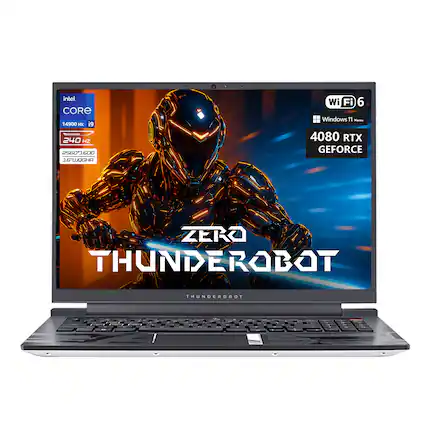 Sure, here is the corrected and grouped text from the image:
- **Intel Core i9 14900HX**
- **240 Hz**
- **2560x1600**
- **16" WQOGHA**
- **Wi-Fi 6**
- **Windows 11 Home**
- **4080 RTX GeForce**
- **ZERO THUNDEROBOT**