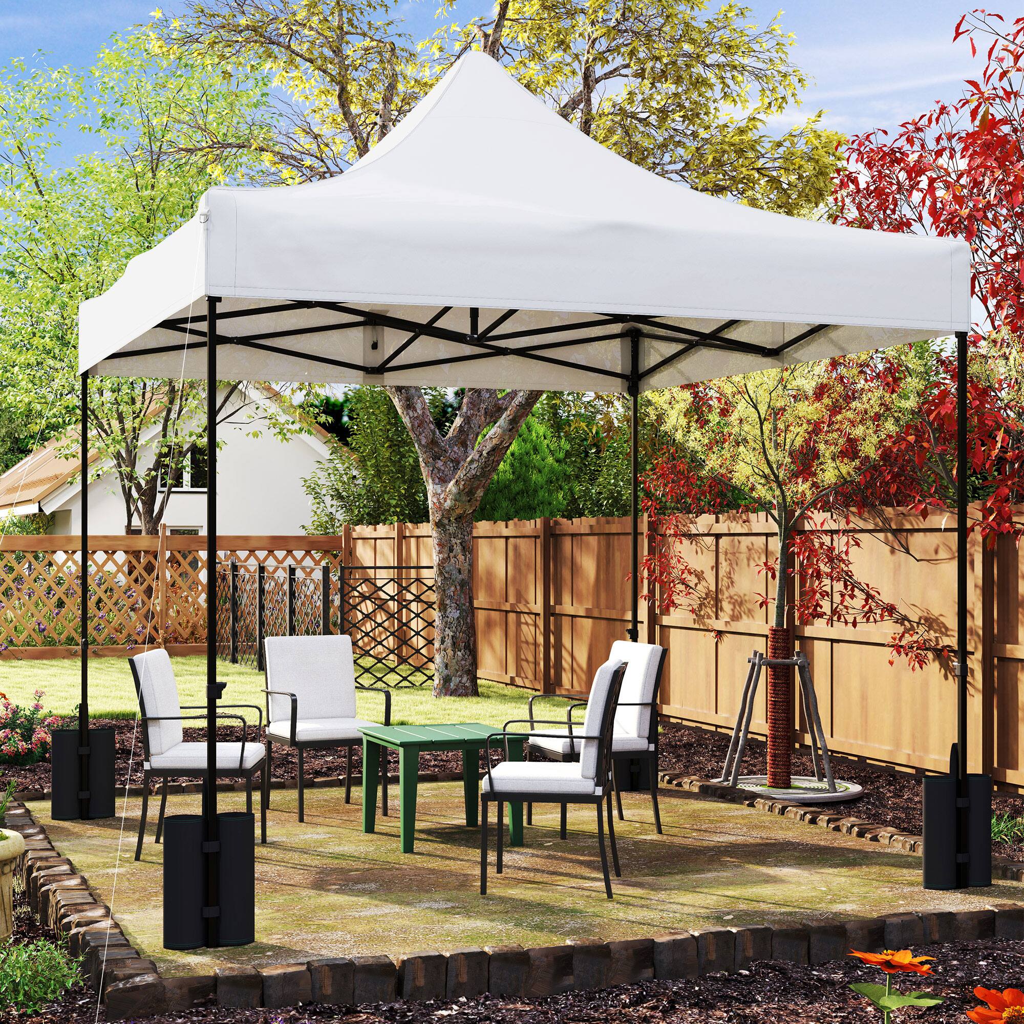 Alt View 5. Outsunny - 10' x 10' Canopy Replacement Cover with 4 Weight Bags and 8 Drainage Holes, UPF50+ Pop Up Canopy Cover Replacement Top - White.
