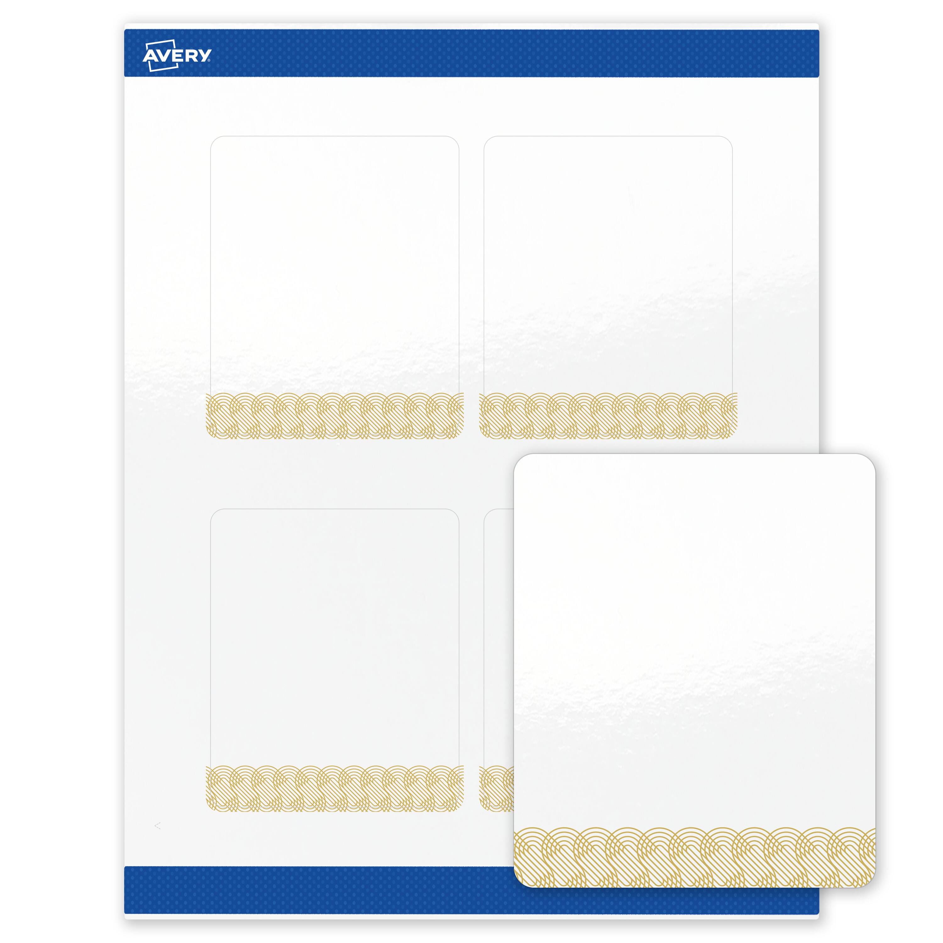 Front. Avery - Avery Labels, 4" x 3-1/3", Glossy White, Gold Lace Trim - White.