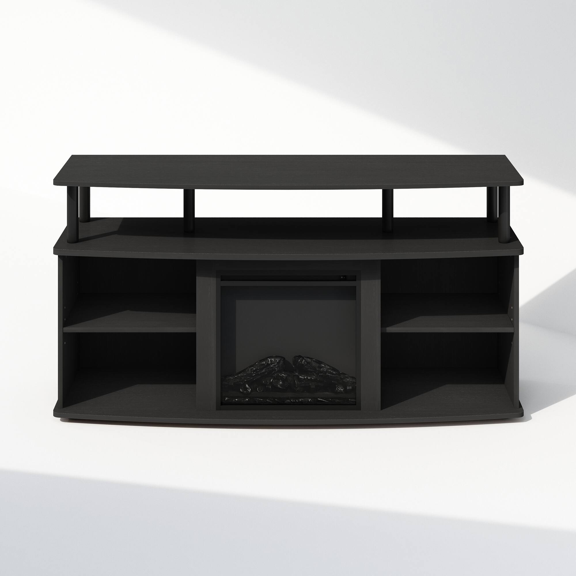Alt View 2. Furinno - Jensen No Heat Decorative Electric Fireplace TV Stand, for TV up to 55 Inch with Open Shelving Storage - Americano/Black.