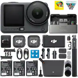 Bundle - Osmo Action 6 Adventure Combo & DJI Mic 3 2-Person Wireless System | 8K, 1/1.1" Sensor, Variable Aperture - Gray