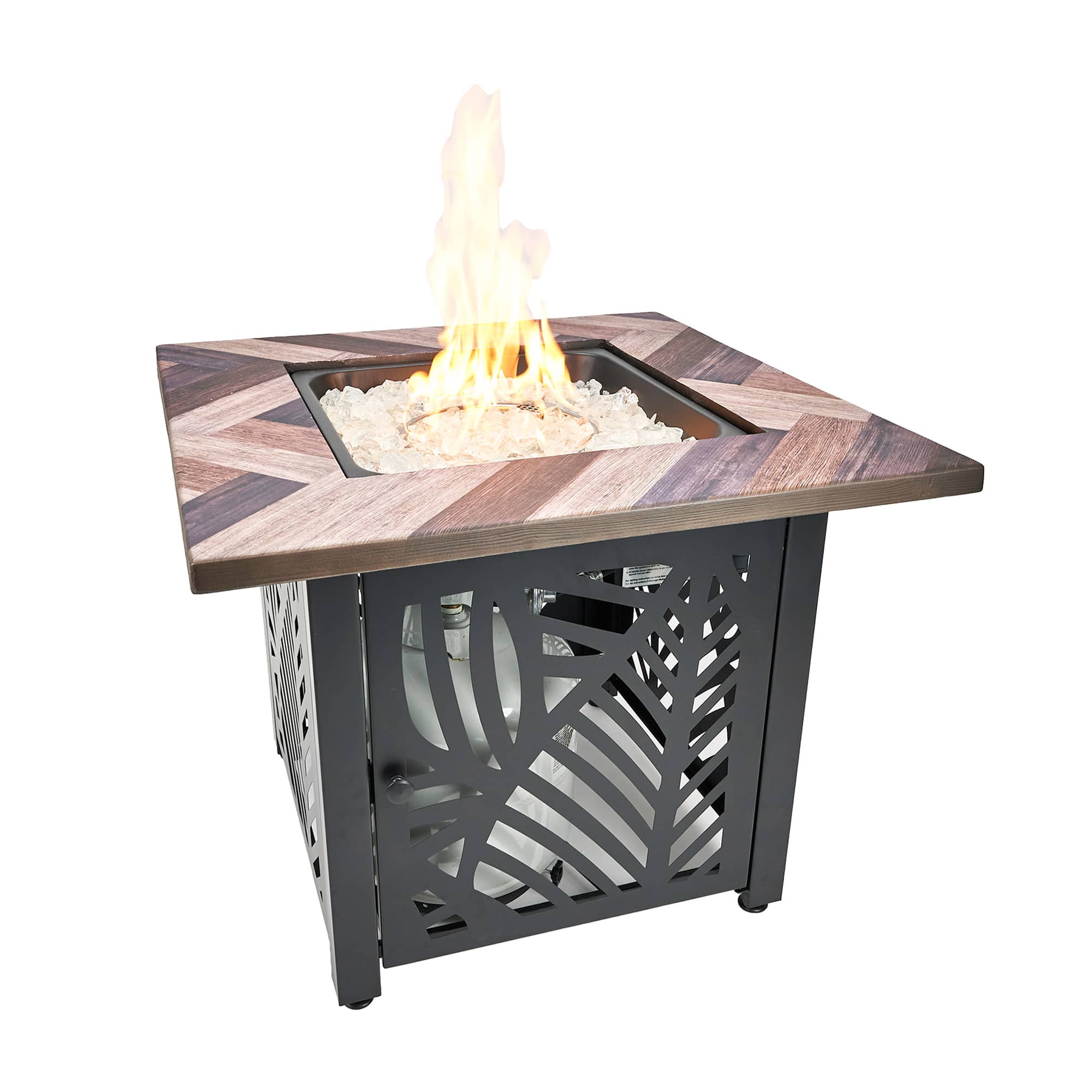 Endless Summer - Darby 30 Inch Square Outdoor UV Printed LP Gas Fire Pit​ Table - Brown