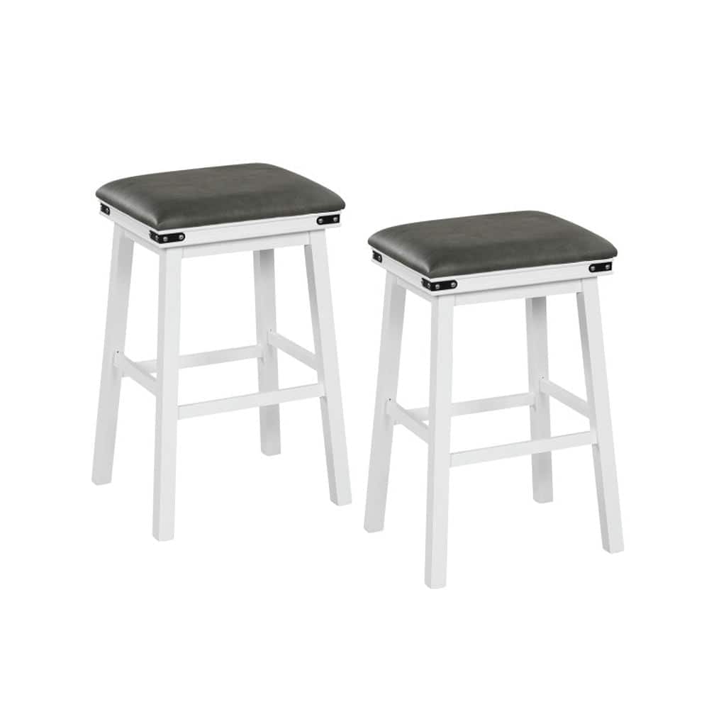 Kadyn - 2-Pc Set 24/30 In Dining Bar Stool with Acacia Wood Frame-30 inches, for Kitchen Island - Gray