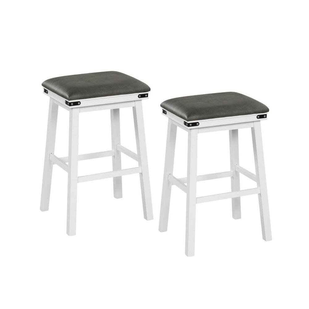 Front. Kadyn - 2-Pc Set 24/30 In Dining Bar Stool with Acacia Wood Frame-30 inches, for Kitchen Island - Gray.