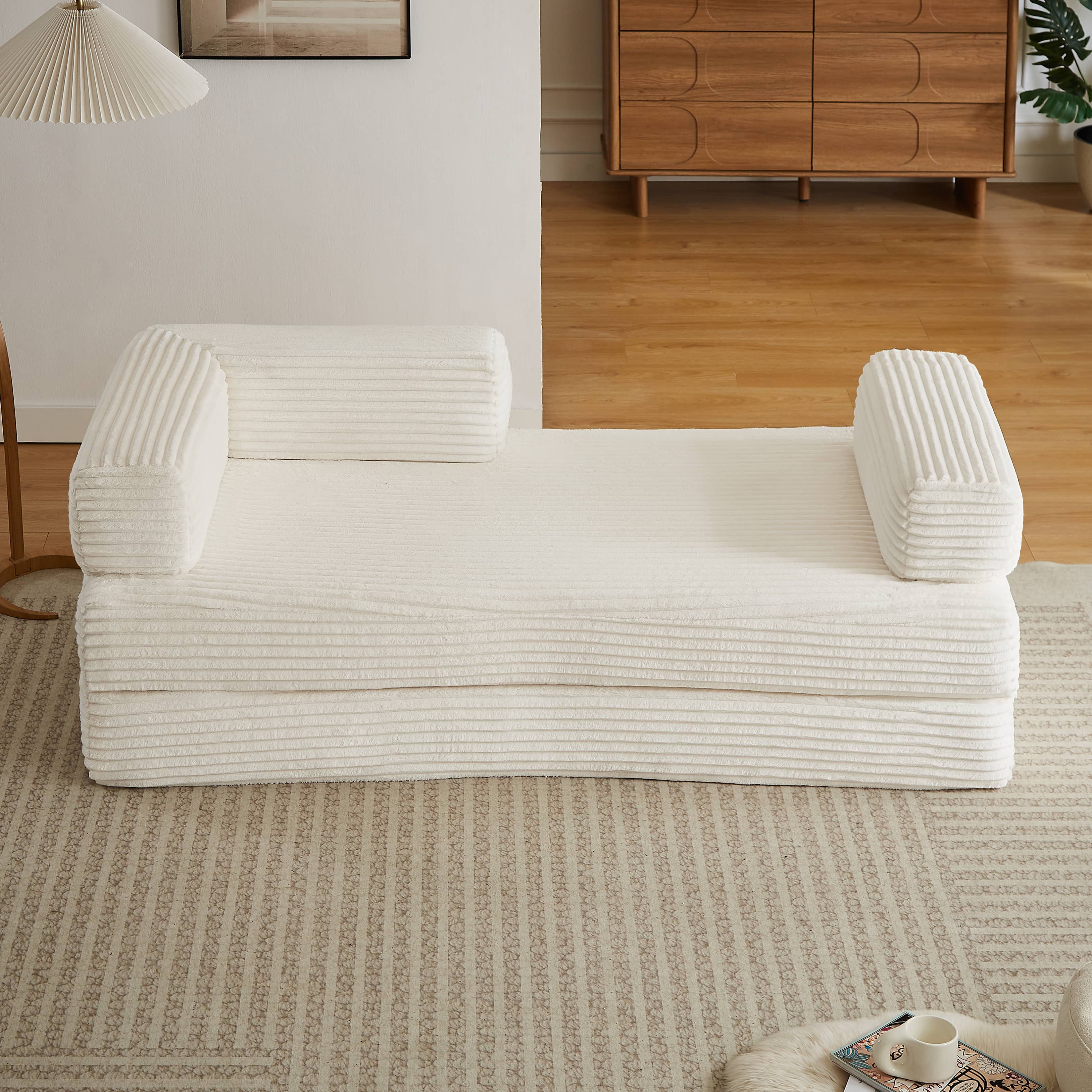 Left. Anysun - Anysun Modern Modular Classic Color Scheme Corduroy Fabric Boneless Loveseat Sofa, No Assembly - Beige.